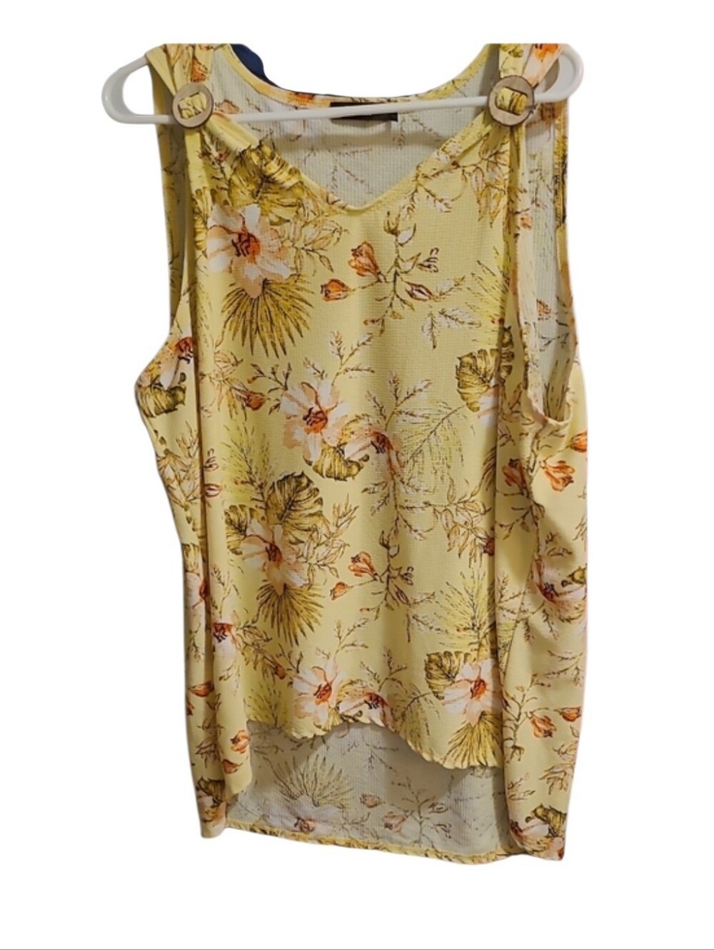 Women's Yellow Floral Cold-Shoulder Tank Top